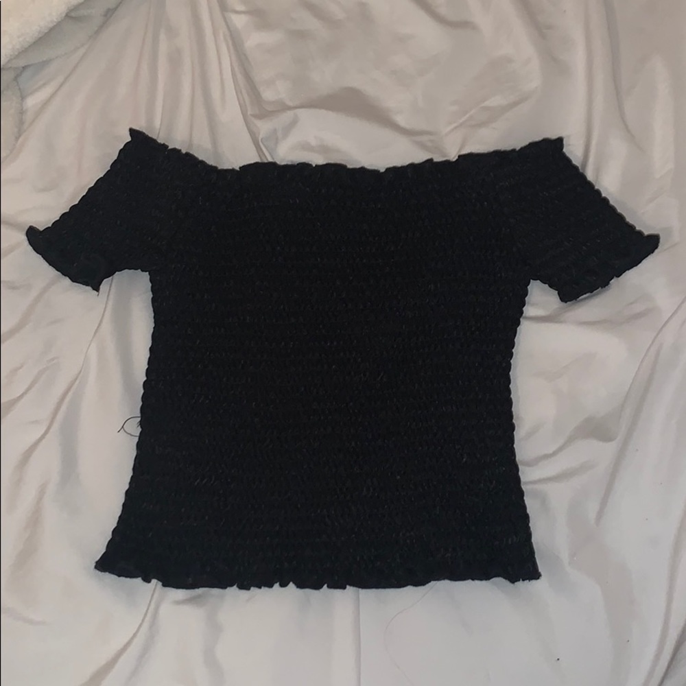 off the shoulder black crop top